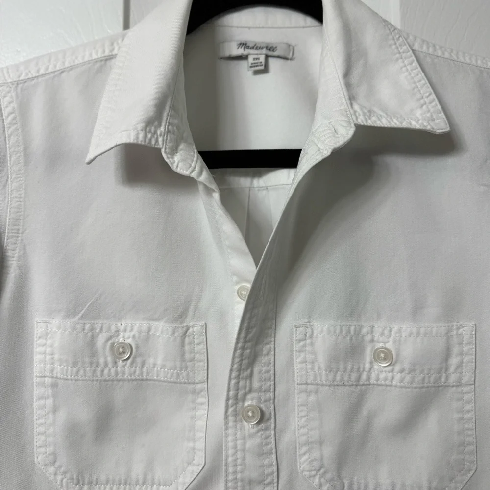 Madewell shirt XXS white button front collar pocket each breast long sleeve NWOT - Picture 10 of 13